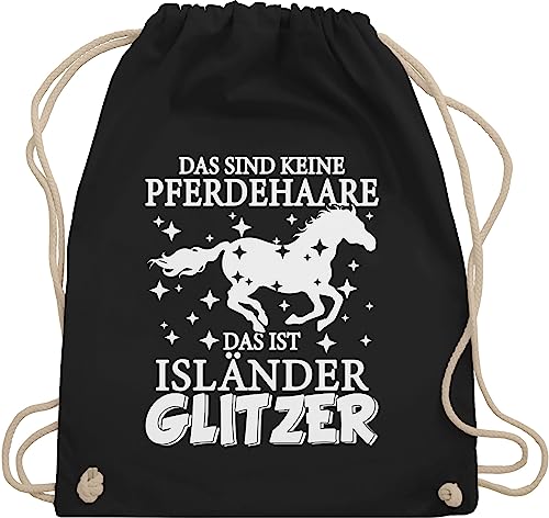 Turnbeutel Rucksack - Pferde - Taschen - Das sind keine Pferdehaare das ist Isländer Glitzer I - Unisize - Schwarz - stalltasche pferd pferdeliebhaber islandpferd beutel pferdebeutel reiten von Shirtracer