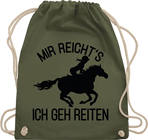 Turnbeutel Rucksack - Pferde - Taschen - Mir reichts ich geh reiten - Unisize - Olivgrün - pferdeliebe sportbeutel stoff reitsachen pferdemotiv turnsackerl pferd spruch beutel pferdemotiven von Shirtracer