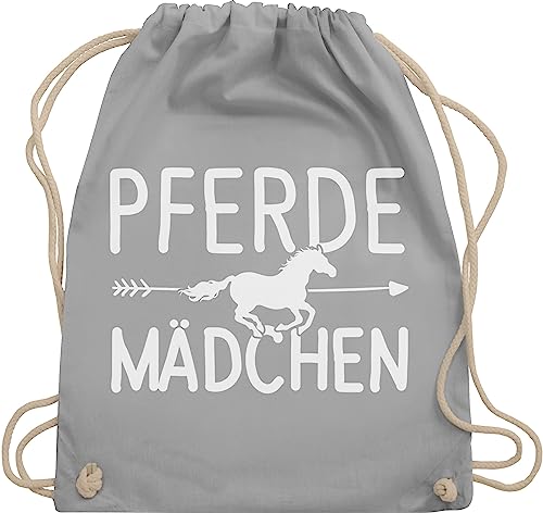 Shirtracer Turnbeutel Rucksack - Taschen - Pferde Mädchen - Pferdemädchen - Unisize - Hellgrau - pferdesprüchen maedchen turntasche reiten zubehör reitsachen frauen tasche pferdezubehör geschenk für von Shirtracer