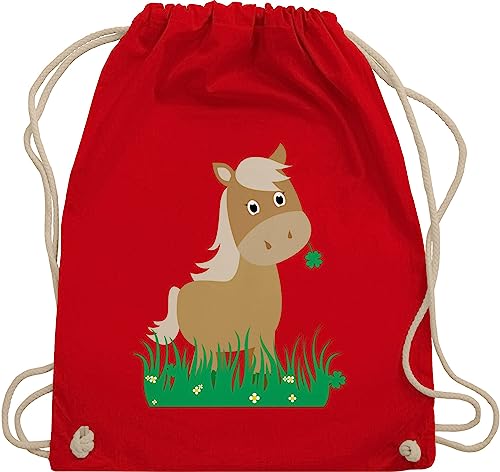 Shirtracer Turnbeutel Rucksack - Pferde - Taschen - Süßes Pferd - Unisize - Rot - kindergartentasche pferdebeutel pferdeliebhaber horse juterucksäcke tiere kinder pferderucksäcke reiten pferdemotiv von Shirtracer