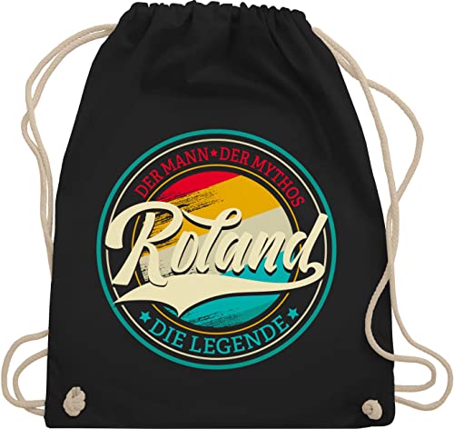Turnbeutel Rucksack - Schlager Party Outfit - Roland der Mann der Mythos die Legende - Unisize - Schwarz - beutel schlagerparty stoffbeutel schlagernacht beuteltasche für schlagerfans tasche malle von Shirtracer