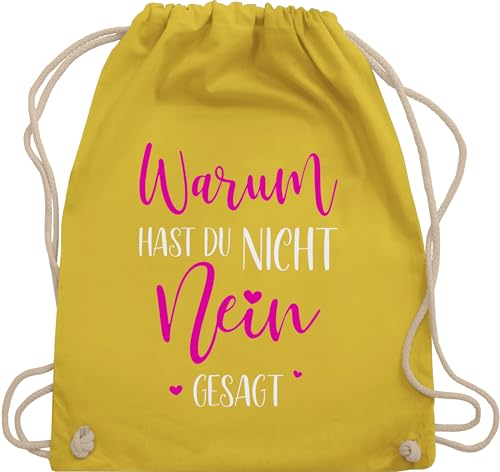 Shirtracer Turnbeutel Rucksack - Schlager Party Outfit - Warum hast du nicht NEIN gesagt - Unisize - Gelb - schlagerfans beutel schlagerparty tasche schlagernacht baumwolle für turn sprüche von Shirtracer