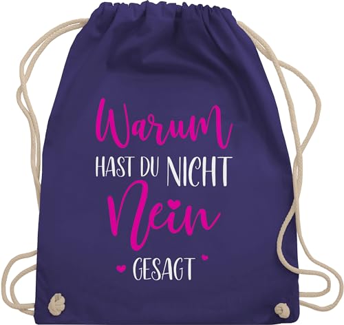 Shirtracer Turnbeutel Rucksack - Schlager Party Outfit - Warum hast du nicht NEIN gesagt - Unisize - Lila - für schlagerfans turn beutel schlagernacht tasche schlagerparty baumwolle sprüche von Shirtracer