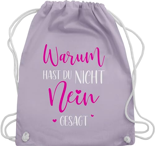 Shirtracer Turnbeutel Rucksack - Schlager Party Outfit - Warum hast du nicht NEIN gesagt - Unisize - Pastell Lila - schlagerparty turn beutel für schlagerfans tasche schlagernacht baumwolle sprüche von Shirtracer