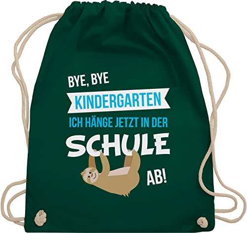 Shirtracer Turnbeutel Rucksack - Schulanfang & Einschulung Geschenk - Bye, Bye Kindergarten - Unisize - Dunkelgrün - geschenke mädchen einschulung-schulanfang schulanfänger kiga schule von Shirtracer