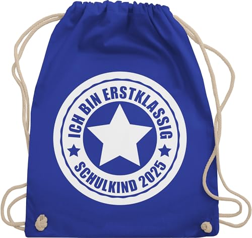 Shirtracer Turnbeutel Rucksack - Schulanfang & Einschulung Geschenk - Ich bin erstklassig - Schulkind 2025 - Unisize - Royalblau - schulbeutel mädchen 1. klasse einschulung-schulanfang von Shirtracer
