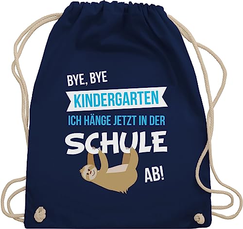 Shirtracer Turnbeutel Rucksack - Schulanfang & Einschulung Geschenk - Bye, Bye Kindergarten - Unisize - Navy Blau - geschenke mädchen zur schulanfänger kiga schule stoffbeutel für erste schultag von Shirtracer