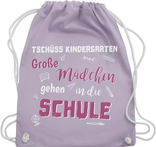 Shirtracer Turnbeutel Rucksack - Schulanfang & Einschulung Geschenk - Tschüss Kindergarten Große Mädchen - Unisize - Pastell Lila - einschulung. kita abschied sportbeutel groß abschlussgeschenke von Shirtracer