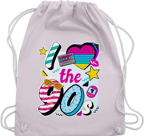 Turnbeutel Rucksack - Sprüche Statement - I love the 90s - Unisize - Pastell Rosa - sportbeutel baumwolle 90 party sport beuteltasche 90ger jahre gym bags mottoparty 90er turnen tasche er outfit von Shirtracer