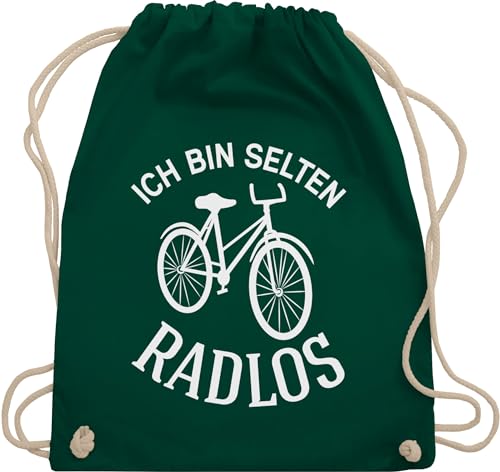 Turnbeutel Rucksack - Sprüche Statement - Ich bin selten Radlos - Unisize - Dunkelgrün - fahrrad beutel mit kordelzug fahr rad sporttasche fahrradmotiv sportbeutel bike baumwollrucksack fahhrad von Shirtracer