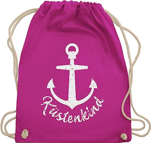 Turnbeutel Rucksack - Sprüche Statement - Küstenkind mit Anker - weiß - Unisize - Fuchsia - damen motiv statements ich bin ein beutel sprüchen￼ stoffbeutel aufschrift juterucksäcke spruch von Shirtracer
