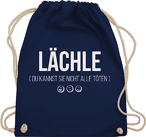 Shirtracer Turnbeutel Rucksack - Sprüche Statement - Lächle du kannst sie nicht alle töten 3 Emoticon - Unisize - Navy Blau - baumwolle beutel lustige mit spruch schwarzer humor stoffbeutel kann von Shirtracer