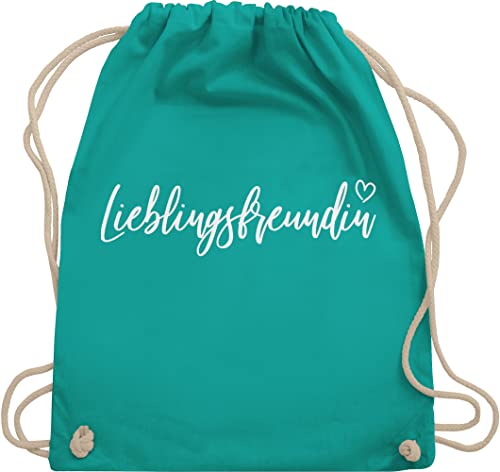 Turnbeutel Rucksack - Sprüche Statement - Lieblingsfreundin Weiß - Unisize - Türkis - damen bff mit aufschrift beste freundin stoffbeutel statements freundschafts taschen spruch freundschaft von Shirtracer