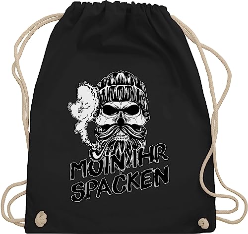 Turnbeutel Rucksack - Sprüche Statement - Moin ihr Spacken Totenkopf Norddeutsch Geschenke - Unisize - Schwarz - mit aufschrift skull beutel statements scull tasche sprüchen￼ moin,moin von Shirtracer