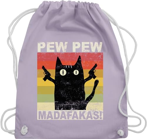 Turnbeutel Rucksack - Sprüche Statement - Pew Pew Madafakas - Unisize - Pastell Lila - mit aufschrift cat beutel statements cats stoffrucksack sprüchen￼ katze stoffbeutel katzen beutelrucksäcke von Shirtracer