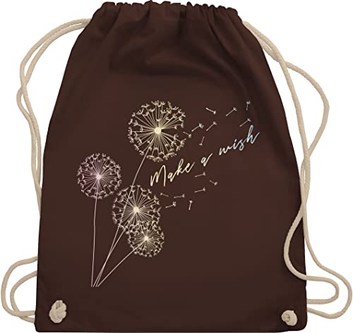 Turnbeutel Rucksack - Sprüche Statement - Pusteblume Flower - Unisize - Braun - beutel mit blumenmuster statements wish stoffrucksack damen floral sprüchen￼ wish. stoffbeutel groß blumen kind von Shirtracer