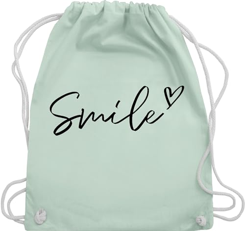 Shirtracer Turnbeutel Rucksack - Sprüche Statement - Smile - Schriftzug - Unisize - Pastell Grün - mit aufschrift lächeln beutel statements baumwolle sprüchen￼ baumwoll spruch von Shirtracer