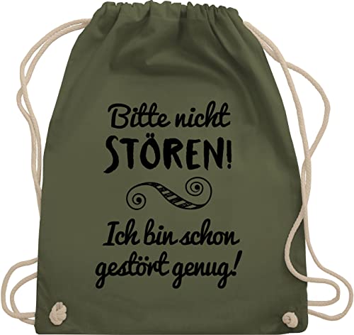 Shirtracer Turnbeutel Rucksack - Sprüche Statement mit Spruch - Bitte nicht stören! - Unisize - Olivgrün - frechen sprüchen tasche stoff lustige beutel bedruckt spruche frech stoffbeutel spruch. von Shirtracer