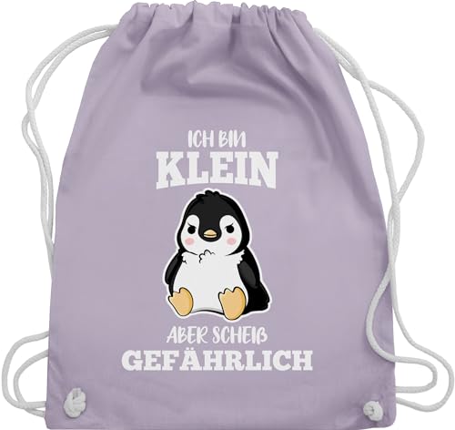 Turnbeutel Rucksack - Sprüche Statement mit Spruch - Ich bin klein aber scheiß gefährlich Pinguin weiß - Unisize - Pastell Lila - sportbeutel groß sprüchen stofftasche bag sport beuteltasche von Shirtracer