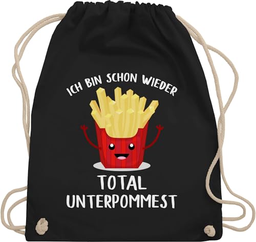 Shirtracer Turnbeutel Rucksack - Sprüche Statement mit Spruch - Ich bin schon wieder total unterpommest - Unisize - Schwarz von Shirtracer
