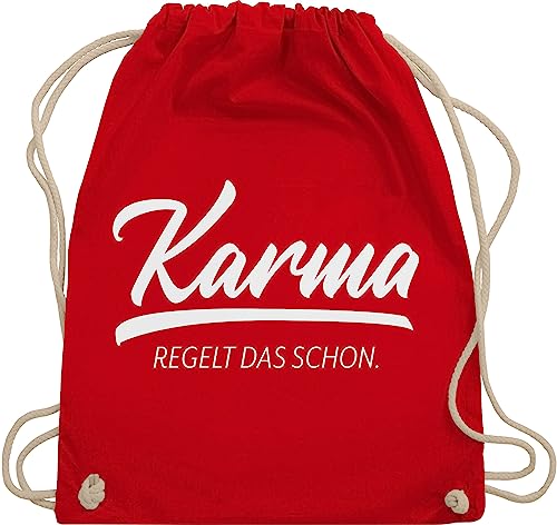 Turnbeutel Rucksack - Sprüche Statement mit Spruch - Karma - regelt das schon - Unisize - Rot - sprüchen turn beutel damen sprüche, stoffbeutel spruch. stoffrucksack spruche sportbeutel lustige von Shirtracer