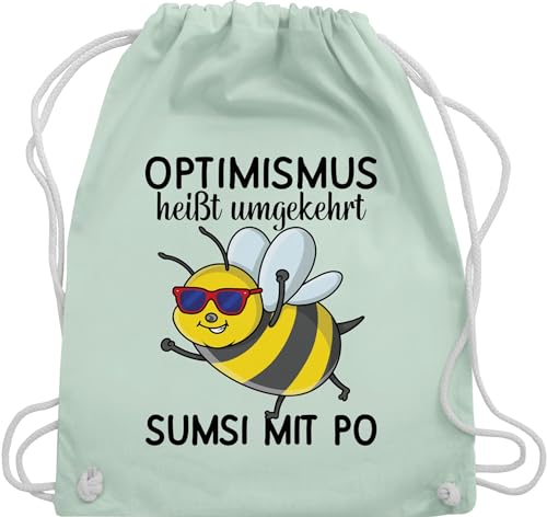 Shirtracer Turnbeutel Rucksack - Sprüche Statement Spruch - Optimismus heißt umgekehrt Sumsi mit Po I Büro Arbeitskollegen - Unisize - Pastell Grün -,optimismus po umhängebeutel ruckack gym beutel von Shirtracer