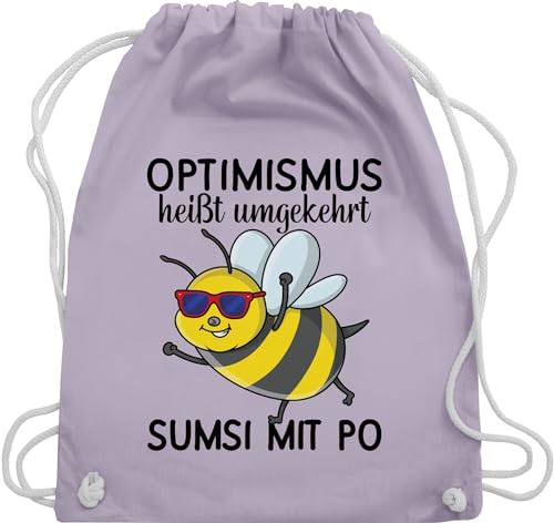 Turnbeutel Rucksack - Sprüche Statement Spruch - Optimismus heißt umgekehrt Sumsi mit Po I Büro Arbeitskollegen - Unisize - Pastell Lila - sportbeutel taschen sporttasche beutel stoff turnsack von Shirtracer