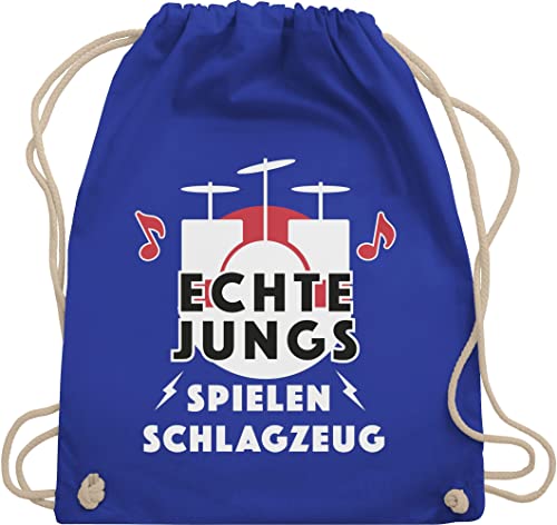 Shirtracer Turnbeutel Rucksack - Statement Sprüche Kinder - Echte Jungs spielen Schlagzeug - Unisize - Royalblau - beutelrucksäcke spruechen schlagzeuger turn beutel mit sprüchen drauf geschenk von Shirtracer