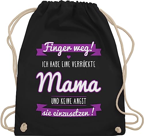 Turnbeutel Rucksack - Statement Sprüche Kinder - Ich habe eine verrückte Mama lila - Unisize - Schwarz - spruch mutter beutel spruche muttertag sportbeutel sprüchen von Shirtracer