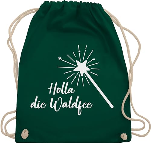 Shirtracer Turnbeutel Rucksack - Statement - Taschen - Holla die Waldfee Kostüm Lustige Sprüche Witziger Spruch Karneval Waldfee Accessoires - Unisize - Dunkelgrün - statements tasche von Shirtracer