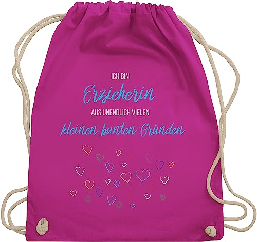 Shirtracer Turnbeutel Rucksack - Taschen - Erzieherin aus vielen kleinen Gründen - Unisize - Fuchsia - geschenke für erzieherinnen abschied geschenk kindergärtnerin kita stoffbeutel von Shirtracer