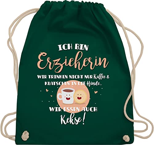 Shirtracer Turnbeutel Rucksack - Taschen - Erzieherin trinken nicht nur Kaffee I Geschenk Erzieherin - Unisize - Dunkelgrün - für kindergärtnerin ich bin erzieherinnen kita beutel betreuerin kiga von Shirtracer