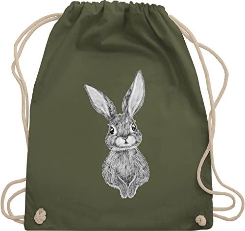 Turnbeutel Rucksack - Taschen - Hase Kaninchen I Häschen - Unisize - Olivgrün - hasen osterhasen oster tasche ostern osterhase ostern￼ stofftasche kita hasenmotiv frühling mit motiv von Shirtracer