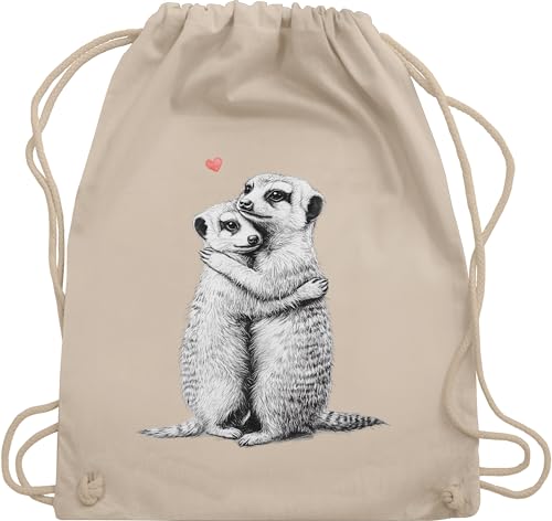 Shirtracer Turnbeutel Rucksack - Taschen - Ich liebe dich Geschenke Erdmännchen Paar Geschenk Pärchen Geschenke Liebe I Paare Geschenk - Unisize - Naturweiß - mit von Shirtracer