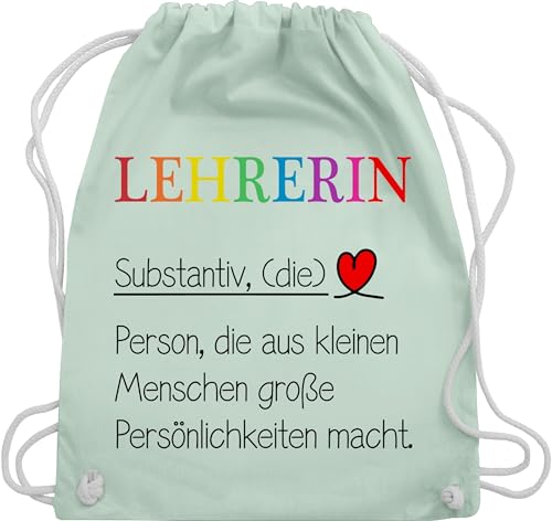 Shirtracer Turnbeutel Rucksack - Taschen - Lehrerin Definition | Geschenk Lehrerin Abschied | Geschenke Lehrerin | Dankeschön Geschenke Lehrerin | Abschiedsgeschenk Lehrerin - Unisize - Pastell Grün von Shirtracer