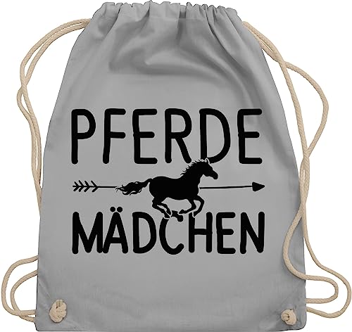 Shirtracer Turnbeutel Rucksack - Taschen - Pferde Mädchen Geschenk - Pferdegeschenke Reiten - Unisize - Hellgrau - stofftasche reitsachen frauen tasche reiter sprüche beutel stoff putzbeutel pferd von Shirtracer