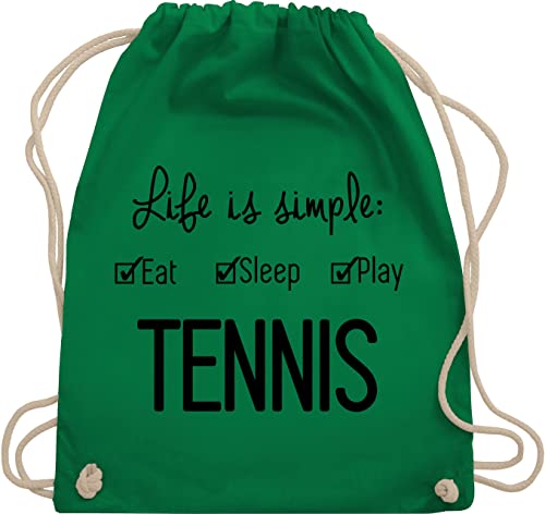 Turnbeutel Rucksack - Tennisspieler Geschenk - Life is simple Tennis - Unisize - Grün - tennistaschen sport kinderturnbeutel turnsackerl sprüche tasche geschenke sportrucksack stoffbeutel backpack von Shirtracer