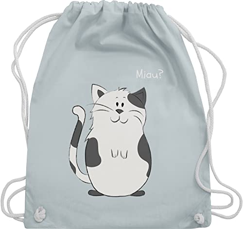 Turnbeutel Rucksack - Tiermotiv Animal Print - lustige Katze - Unisize - Pastell Blau - sportbeutel tiere beutel kinder sporttasche tier tasche stofftaschen taschen stofftasche turntasche von Shirtracer