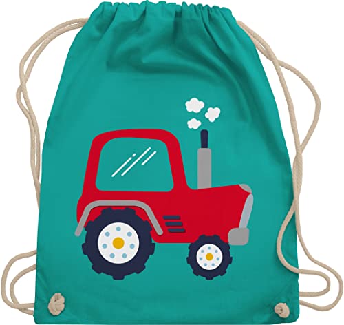 Turnbeutel Rucksack - Traktoren - Taschen - Kinder Traktor - Unisize - Türkis - beutel mit kordelzug stoffbeutel kindergarten wechselkleidung sportrucksack kita tasche umhängebeutel baumwolle von Shirtracer