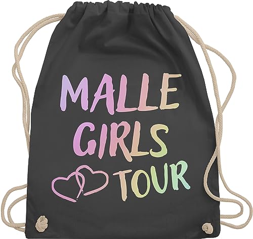 Shirtracer Turnbeutel Rucksack - Beutel - Malle Girls Tour Mallorca Tour Mädels Malle Party Mädchen Urlaub - Unisize - Dunkelgrau - kinderturnbeutel von Shirtracer