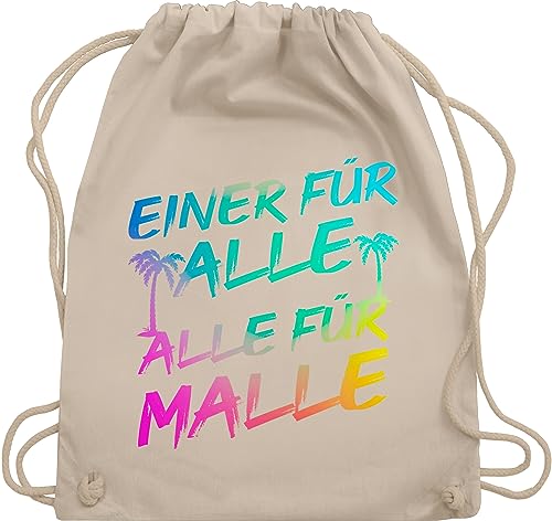 Shirtracer Turnbeutel Rucksack - Urlaub Beutel - Malle für Alle - Einer für alle Alle für Malle - Unisize - Naturweiß - mallorca beuteltasche party beuteltaschen sport baumwolle baumwoll von Shirtracer