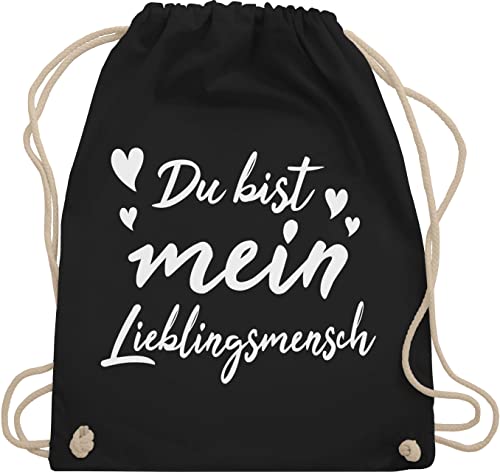 Turnbeutel Rucksack - Valentinstag Taschen - Du bist mein Lieblingsmensch - Herzmensch Herzens Mensch Geschenk Beste Freundin Geschenke Frauen Männer Kleine - Unisize - Schwarz - zum valentines day von Shirtracer