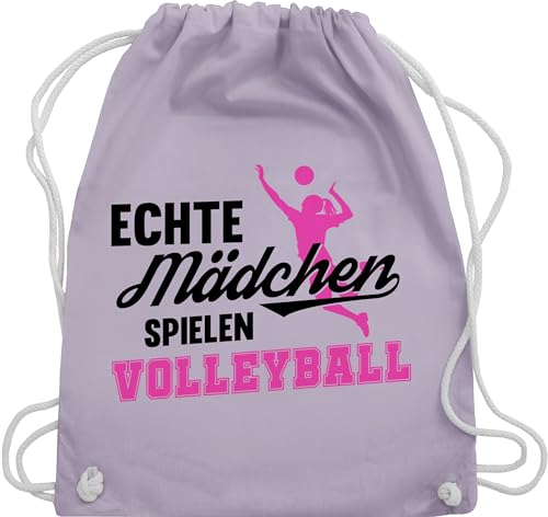 Turnbeutel Rucksack - Geschenke Zubehör - Echte Mädchen spielen Volleyball schwarz / fuchsia - Unisize - Pastell Lila - sport beutel turn tasche baumwolle kinder kordel baumwoll kinderturnbeutel von Shirtracer