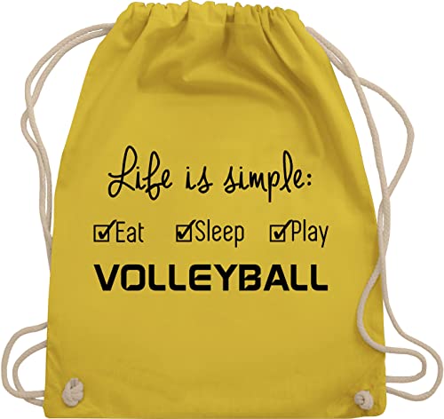 Turnbeutel Rucksack - Geschenke Zubehör - Life is simple Volleyball - Unisize - Gelb - gym bag geschenk sportbeutel turn beutel turnen tasche stoffsackerl sport beuteltasche kinderturnbeutel von Shirtracer