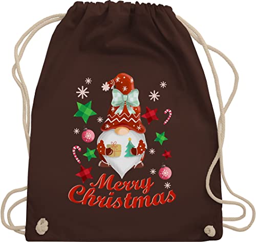 Turnbeutel Rucksack - Weihnachten Geschenke Bekleidung - Weihnachtlicher Wichtel I Weihnachtsmotiv I Merry Christmas Wichtelmotiv - Unisize - Braun - weihnachtsaccesoir weihnachtsrucksack weihnacht von Shirtracer