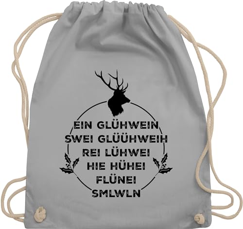 Turnbeutel Rucksack - Weihnachten - Taschen - Ein Glühwein swei Glühwein I Weihnachtsmotiv I Glühwein Liebhaber - Unisize - Hellgrau - christmas stofftasche weihnachts tasche merry x-mas von Shirtracer