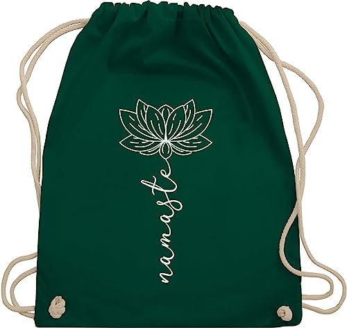 Shirtracer Turnbeutel Rucksack - und Wellness Geschenk - Namaste Lotusblüte Yoga Chakra - Unisize - Dunkelgrün - meditation namastee stofftasche fans mandala stoffbeutel mit kordelzug geschenke für von Shirtracer