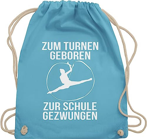 Turnbeutel Rucksack - Zum turnen geboren Silhouette - Unisize - Hellblau - geschenke für turnerinnen kinderturnbeutel sport turn juterucksäcke riemchenbeutel tasche kinder 25. geburtstag turnerin von Shirtracer