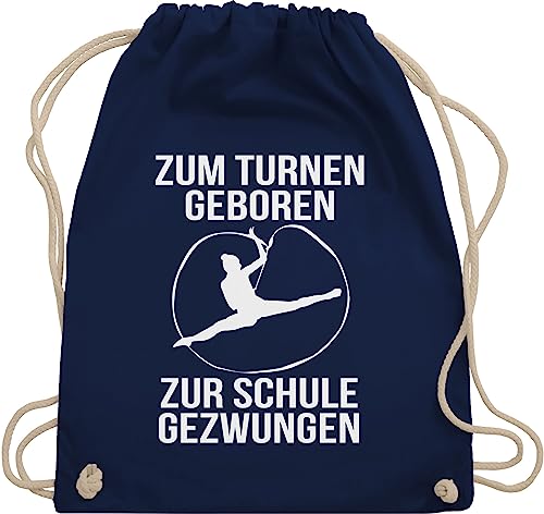 Turnbeutel Rucksack - Zum turnen geboren Silhouette - Unisize - Navy Blau - geschenke für turnerinnen kinderturnbeutel sport turn juterucksäcke riemchenbeutel tasche kinder 25. geburtstag turnerin von Shirtracer