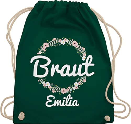 Shirtracer Turnbeutel Rucksack personalisiert - JGA Junggesellenabschied - Braut mit Blumenkranz weiss - Unisize - Dunkelgrün - the bride tasche junggesellinnenabschied beutel jungesellenabschied die von Shirtracer